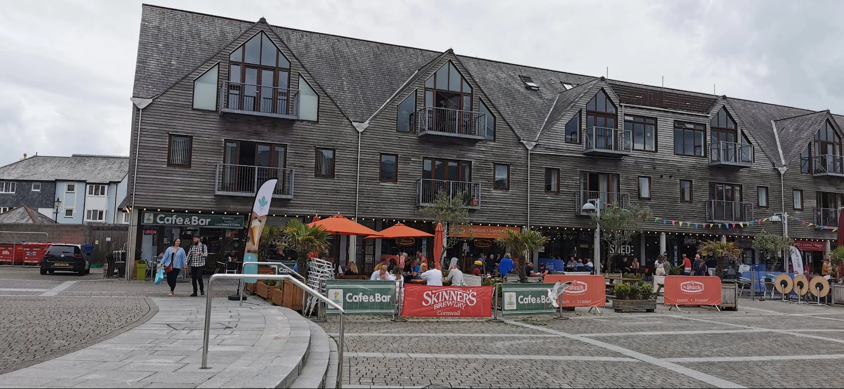 Koffiji terrace and neighbouring venues at Port Pendennis